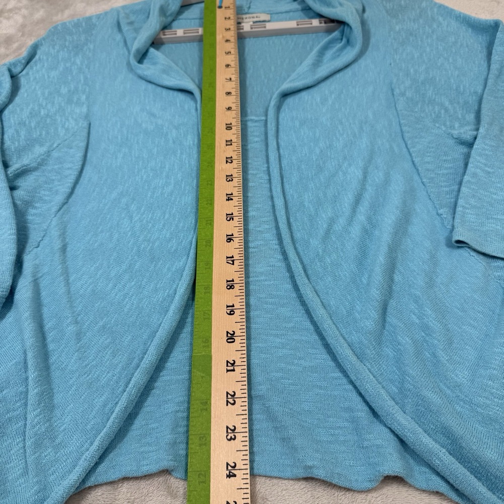 Women`s Collarless Opened Gauze Bolero Shrug Cardigan Jacket XXL Beach Boho Blue - Picture 6 of 11